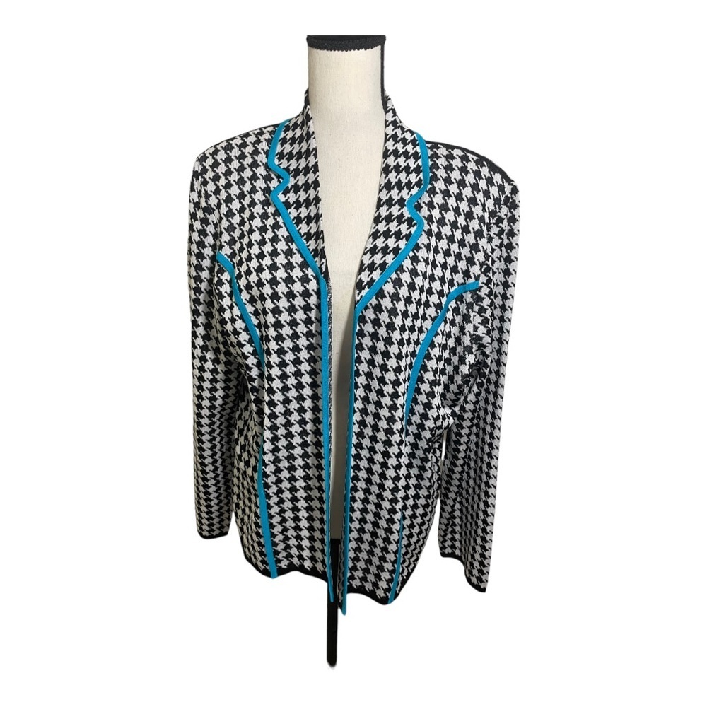 Ming Wang Open Front Gingham Pattern Jacket. Heri… - image 3